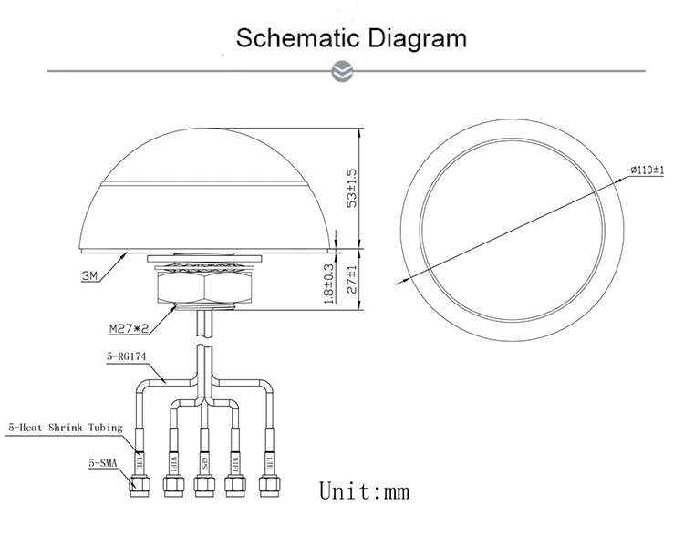 GPS Glonass 4G LTE MIMO WiFi MIMO Combined Antenna for Fleet Management